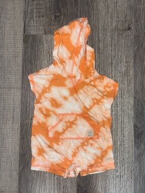 Carter's Orange and White Tie-Dye Hooded Tank Romper